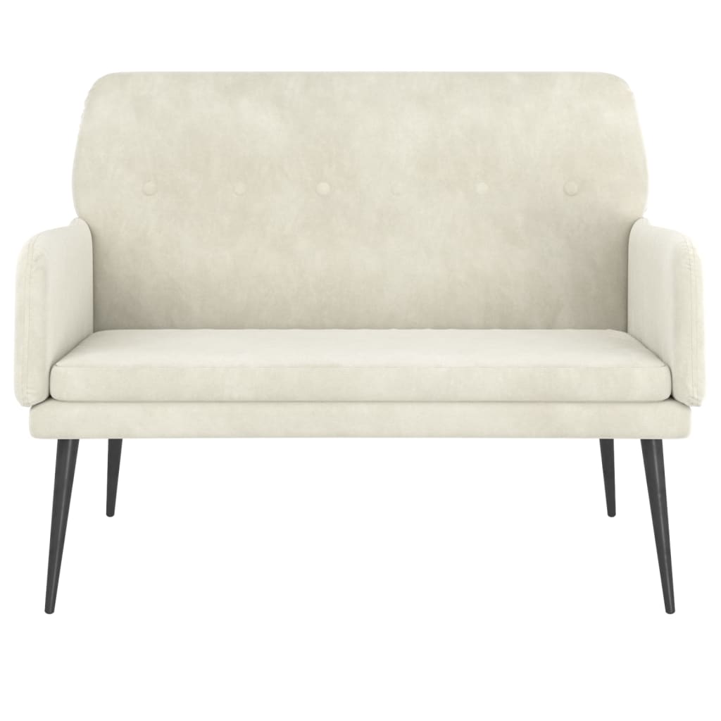 Bankje 108x79x79 cm fluweel crèmekleurig is nu te koop bij PeponiXL, paradijselijk wonen!