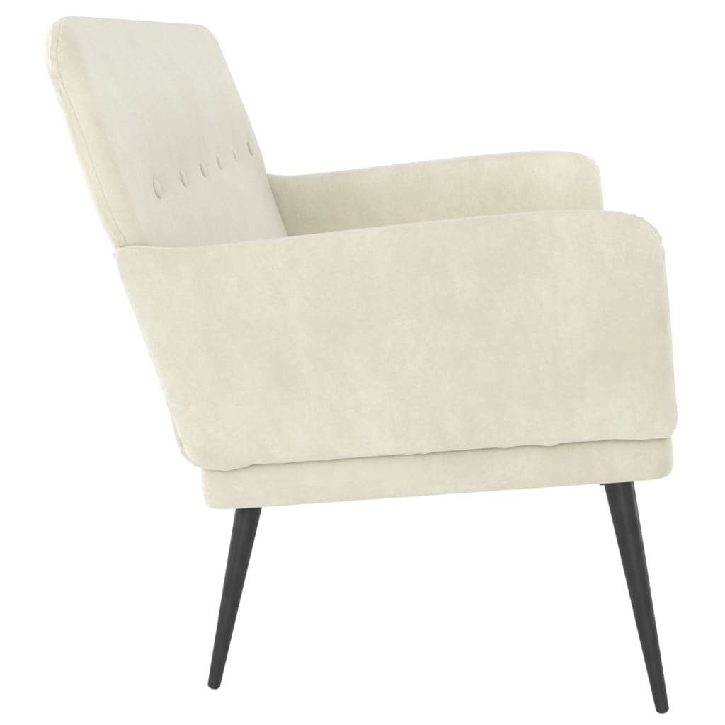 Bankje 108x79x79 cm fluweel crèmekleurig is nu te koop bij PeponiXL, paradijselijk wonen!