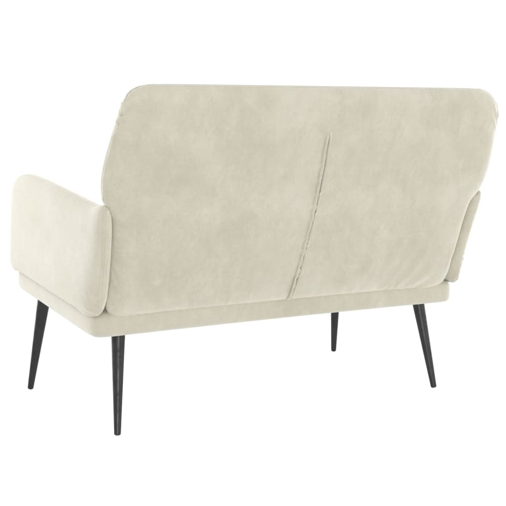 Bankje 108x79x79 cm fluweel crèmekleurig is nu te koop bij PeponiXL, paradijselijk wonen!