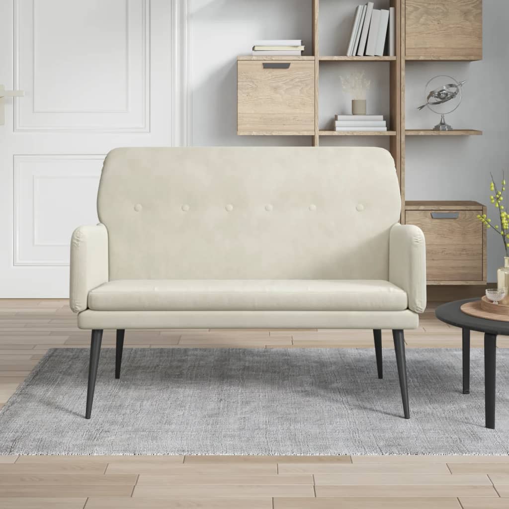 Bankje 108x79x79 cm fluweel crèmekleurig is nu te koop bij PeponiXL, paradijselijk wonen!