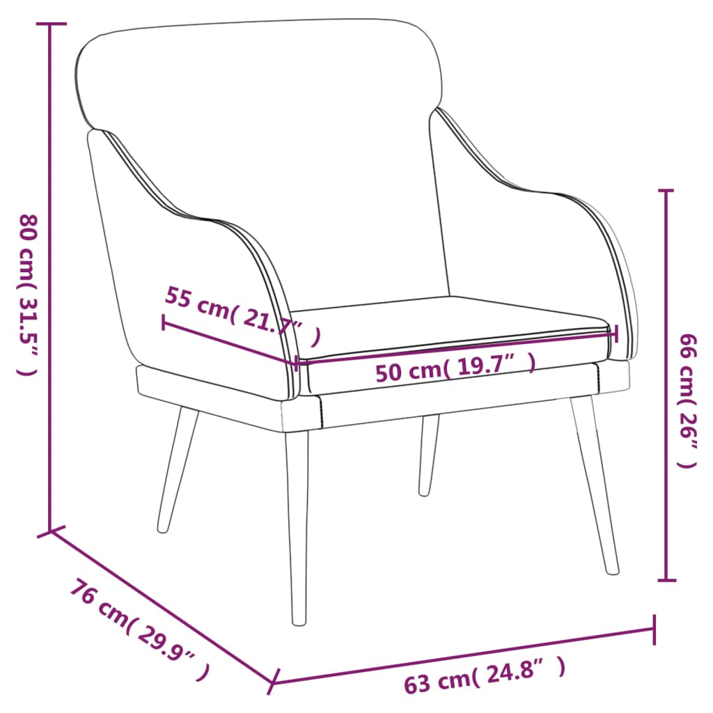 Fauteuil 63x76x80 cm kunstleer crèmekleurig is nu te koop bij PeponiXL, paradijselijk wonen!