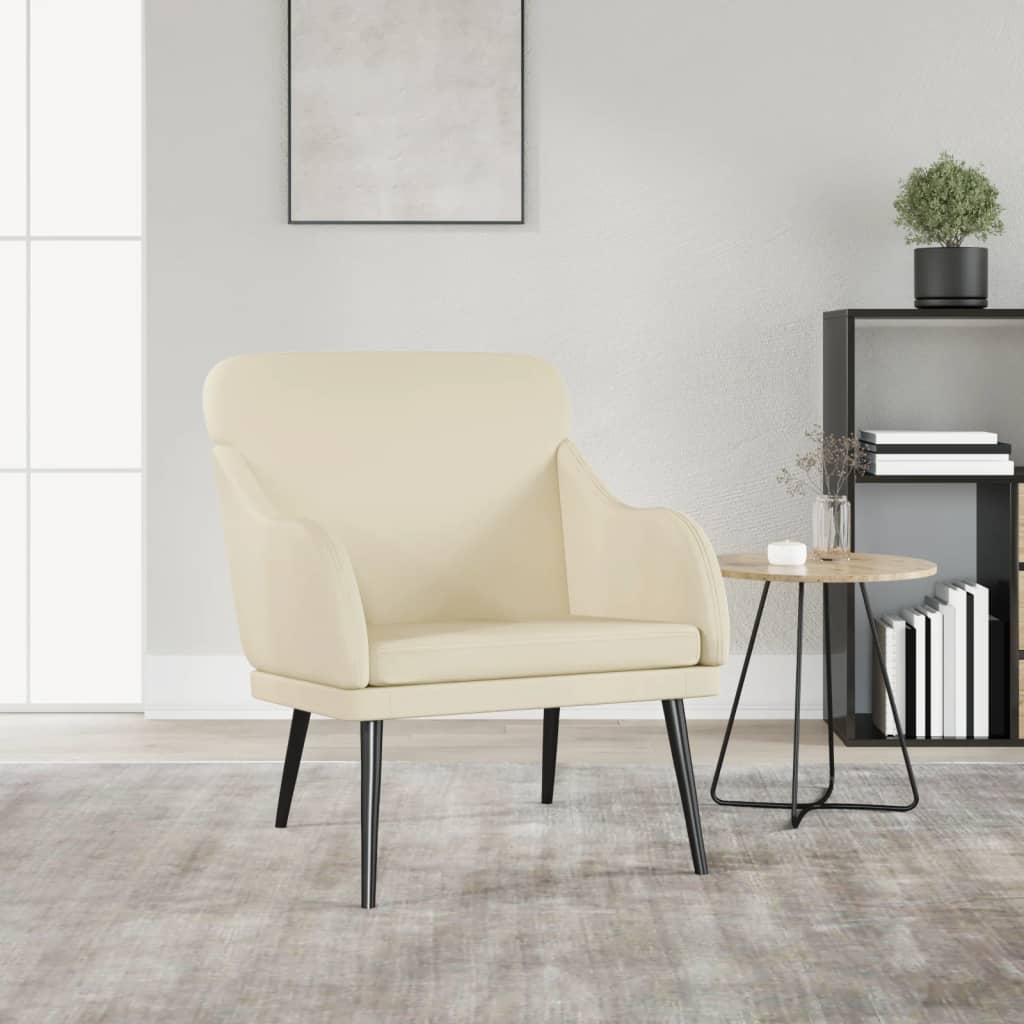 Fauteuil 63x76x80 cm kunstleer crèmekleurig is nu te koop bij PeponiXL, paradijselijk wonen!
