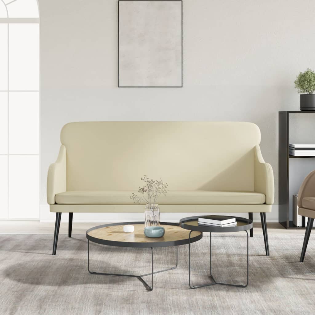 Bankje 110x76x80 cm kunstleer crèmekleurig is nu te koop bij PeponiXL, paradijselijk wonen!