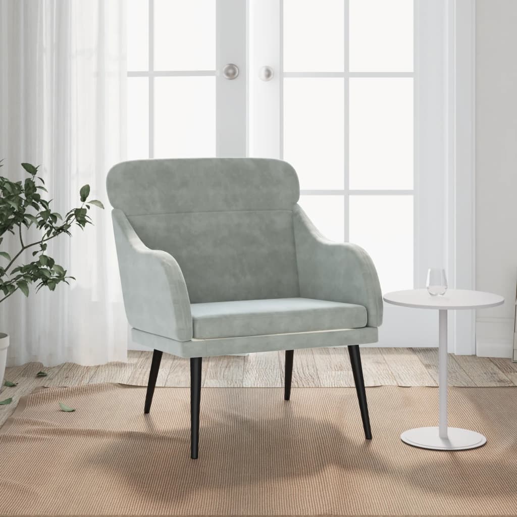 Fauteuil 63x76x80 cm fluweel lichtgrijs is nu te koop bij PeponiXL, paradijselijk wonen!