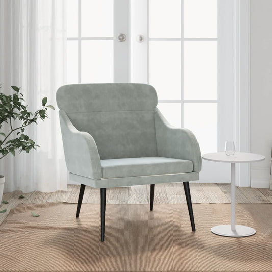 Fauteuil 63x76x80 cm fluweel lichtgrijs is nu te koop bij PeponiXL, paradijselijk wonen!