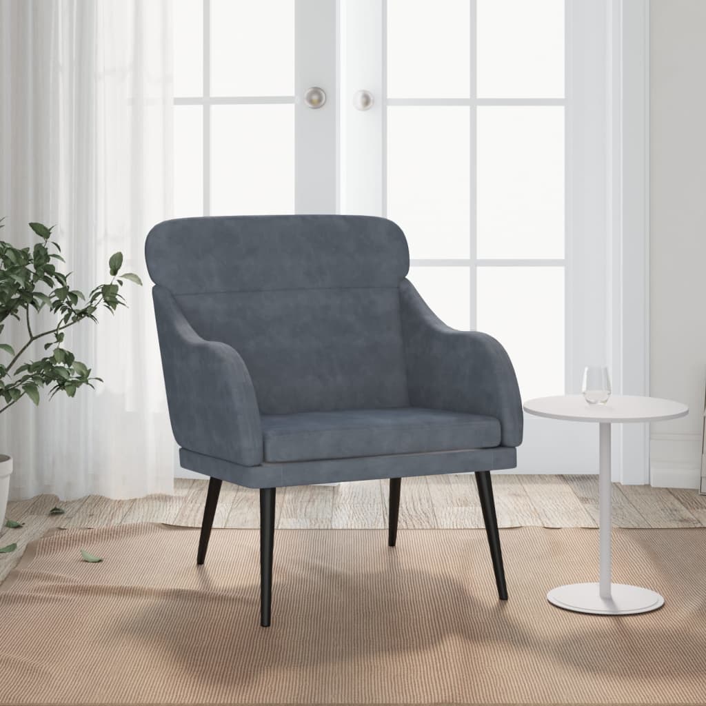 Fauteuil 63x76x80 cm fluweel donkergrijs is nu te koop bij PeponiXL, paradijselijk wonen!