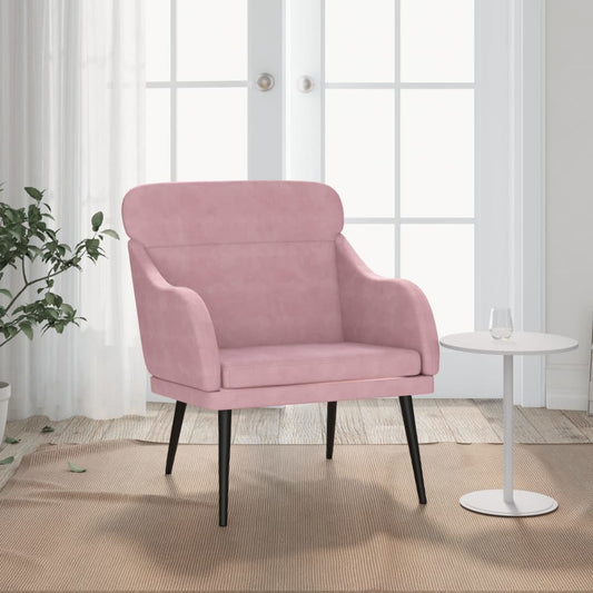 Fauteuil 63x76x80 cm fluweel roze is nu te koop bij PeponiXL, paradijselijk wonen!