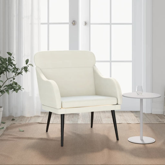 Fauteuil 63x76x80 cm fluweel crèmekleurig is nu te koop bij PeponiXL, paradijselijk wonen!