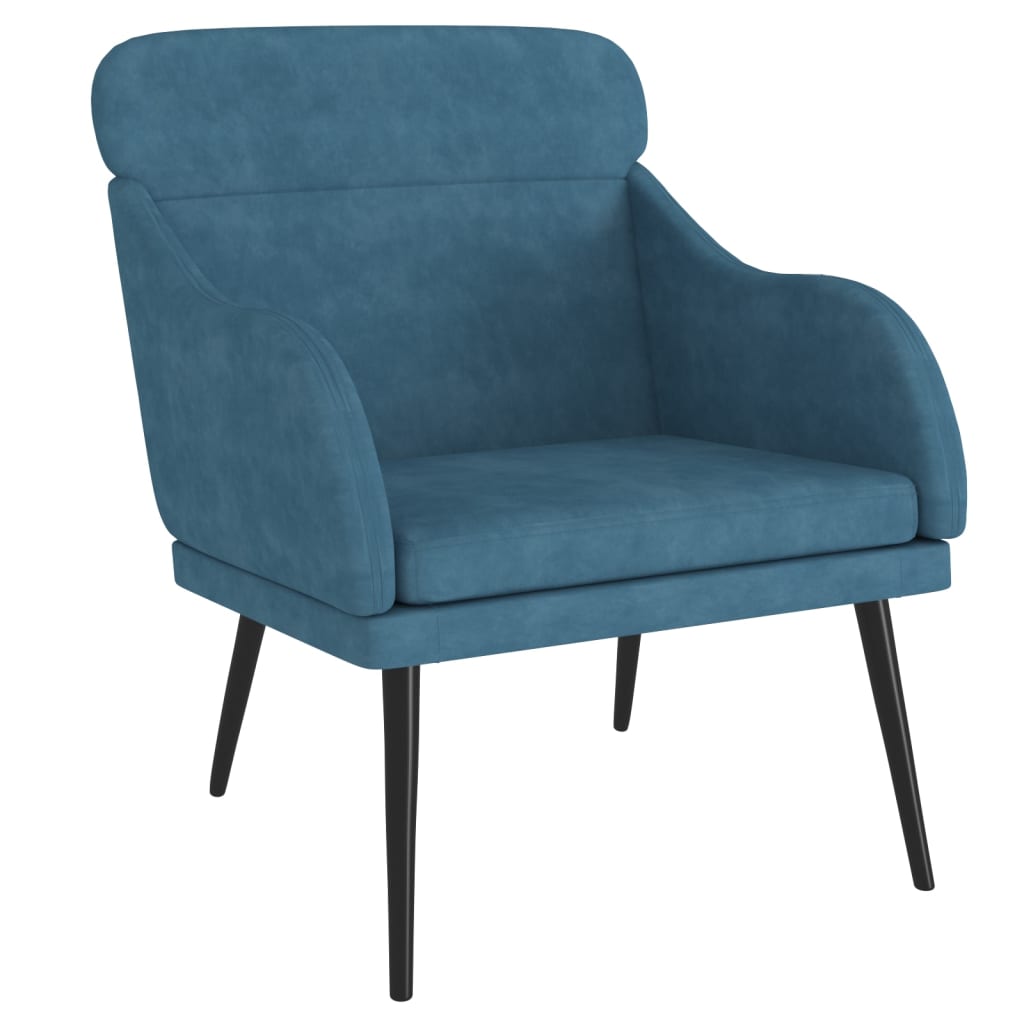 Fauteuil 63x76x80 cm fluweel blauw is nu te koop bij PeponiXL, paradijselijk wonen!