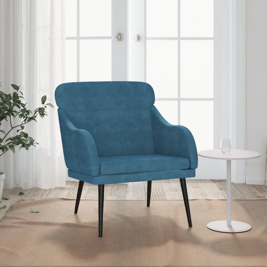 Fauteuil 63x76x80 cm fluweel blauw is nu te koop bij PeponiXL, paradijselijk wonen!