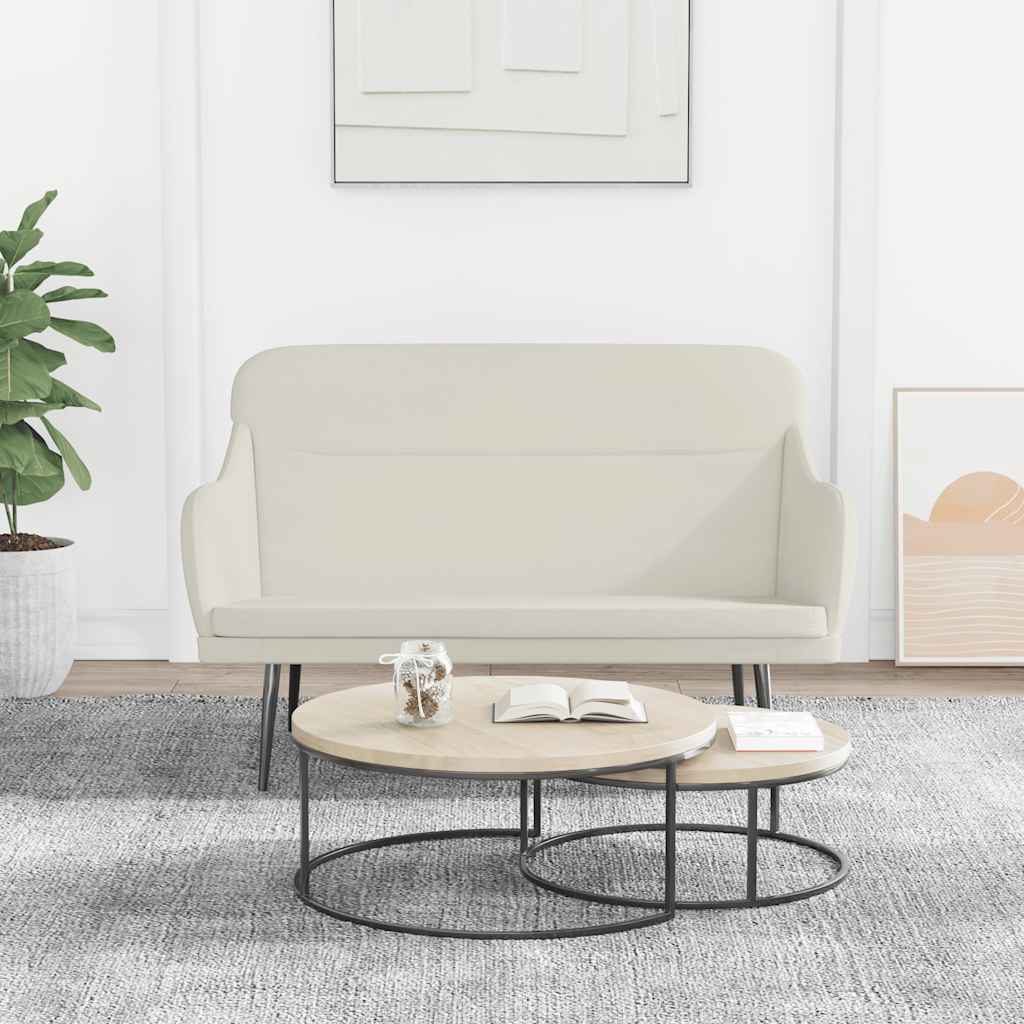 Bankje 110x76x80 cm fluweel crèmekleurig is nu te koop bij PeponiXL, paradijselijk wonen!