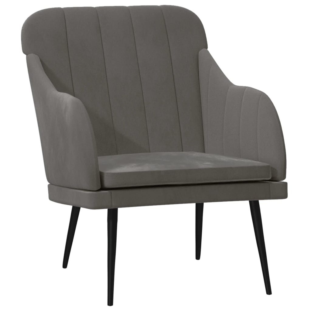 Fauteuil 63x76x80 cm fluweel donkergrijs is nu te koop bij PeponiXL, paradijselijk wonen!