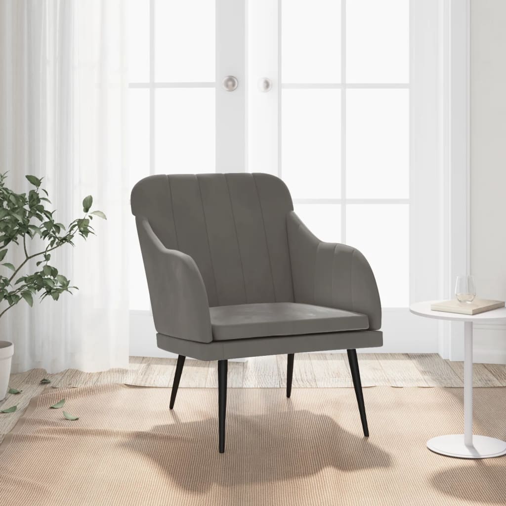Fauteuil 63x76x80 cm fluweel donkergrijs is nu te koop bij PeponiXL, paradijselijk wonen!
