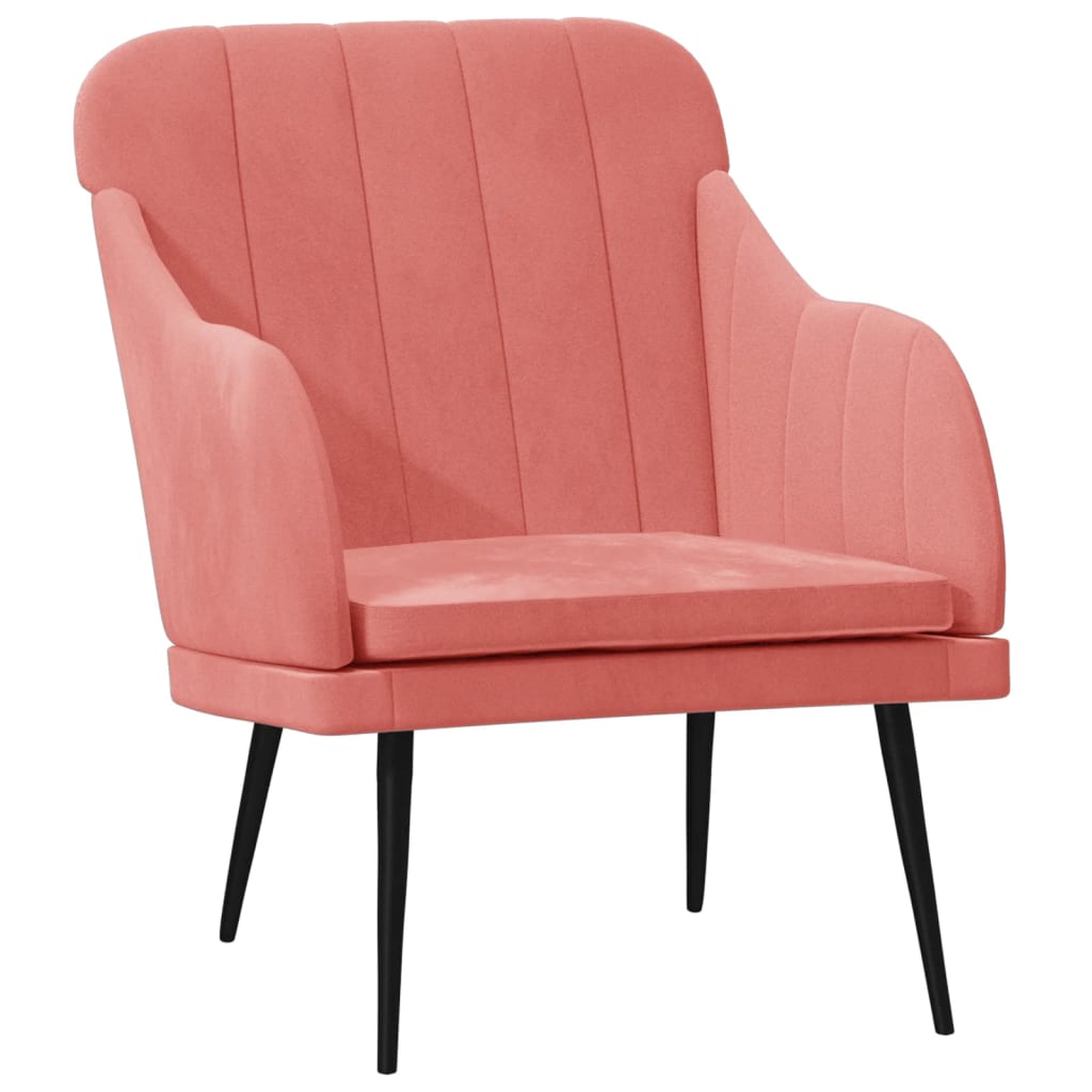 Fauteuil 63x76x80 cm fluweel roze is nu te koop bij PeponiXL, paradijselijk wonen!