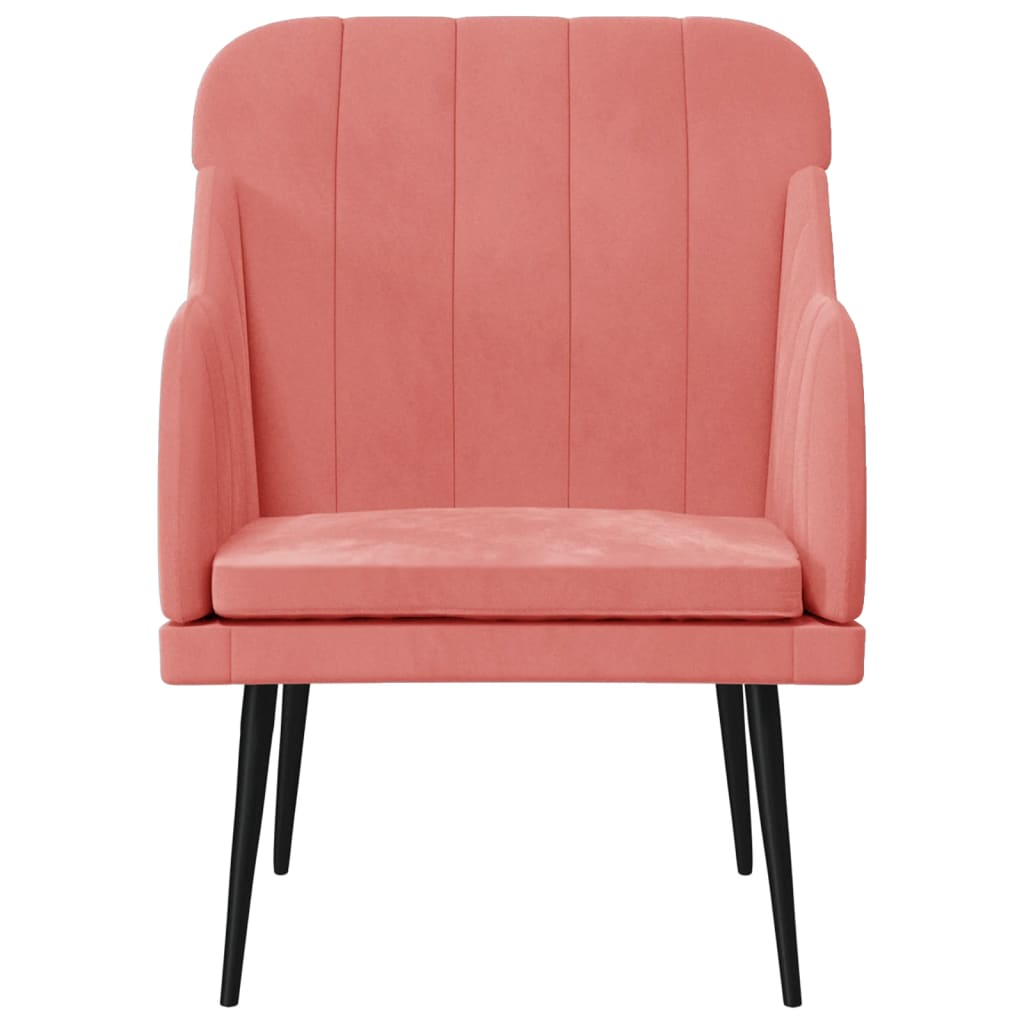 Fauteuil 63x76x80 cm fluweel roze is nu te koop bij PeponiXL, paradijselijk wonen!