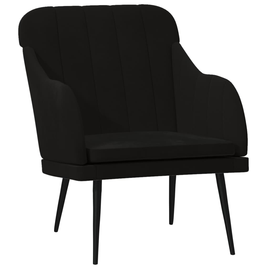 Fauteuil 63x76x80 cm fluweel zwart is nu te koop bij PeponiXL, paradijselijk wonen!