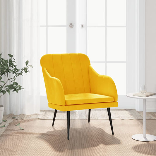 Fauteuil 63x76x80 cm fluweel geel is nu te koop bij PeponiXL, paradijselijk wonen!