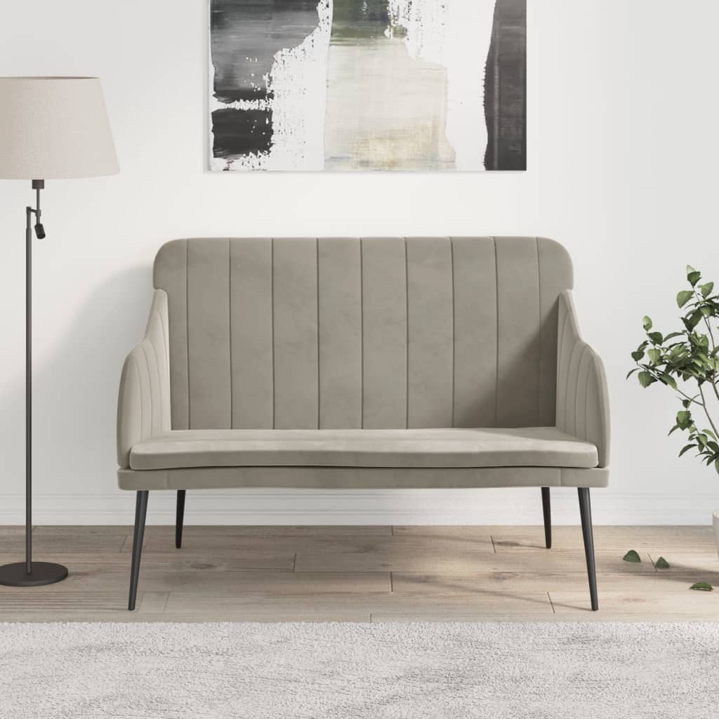 Bankje 110x76x80 cm fluweel lichtgrijs is nu te koop bij PeponiXL, paradijselijk wonen!