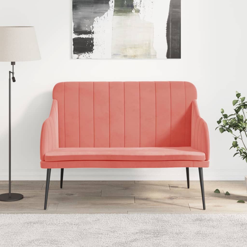 Bankje 110x76x80 cm fluweel roze is nu te koop bij PeponiXL, paradijselijk wonen!