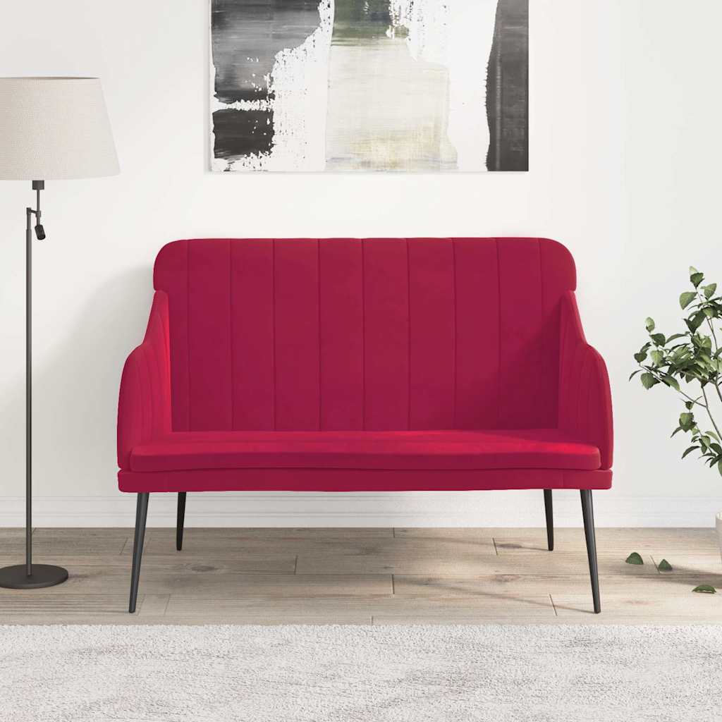 Bankje 110x76x80 cm fluweel wijnrood is nu te koop bij PeponiXL, paradijselijk wonen!