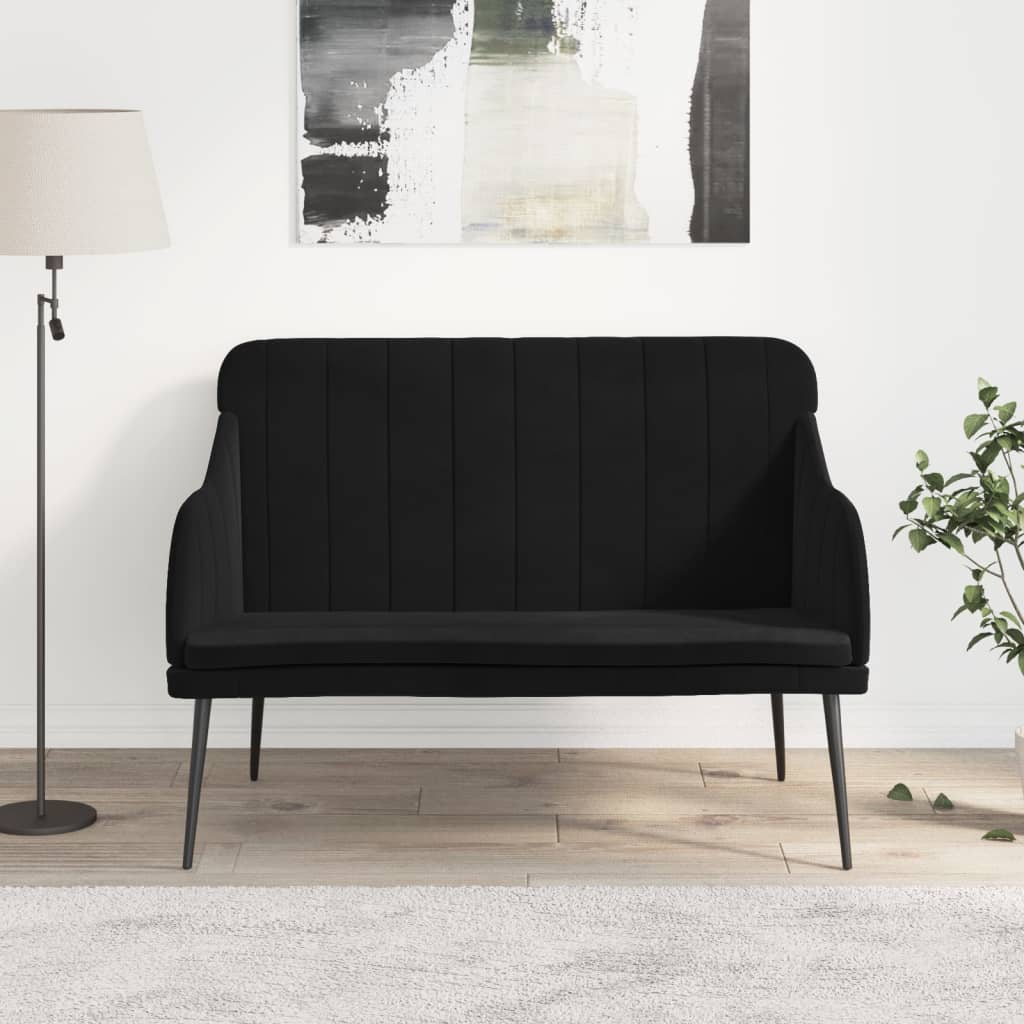 Bankje 110x76x80 cm fluweel zwart is nu te koop bij PeponiXL, paradijselijk wonen!