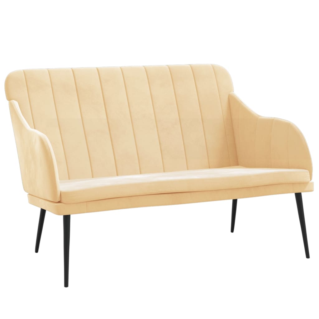 Bankje 110x76x80 cm fluweel crèmekleurig is nu te koop bij PeponiXL, paradijselijk wonen!