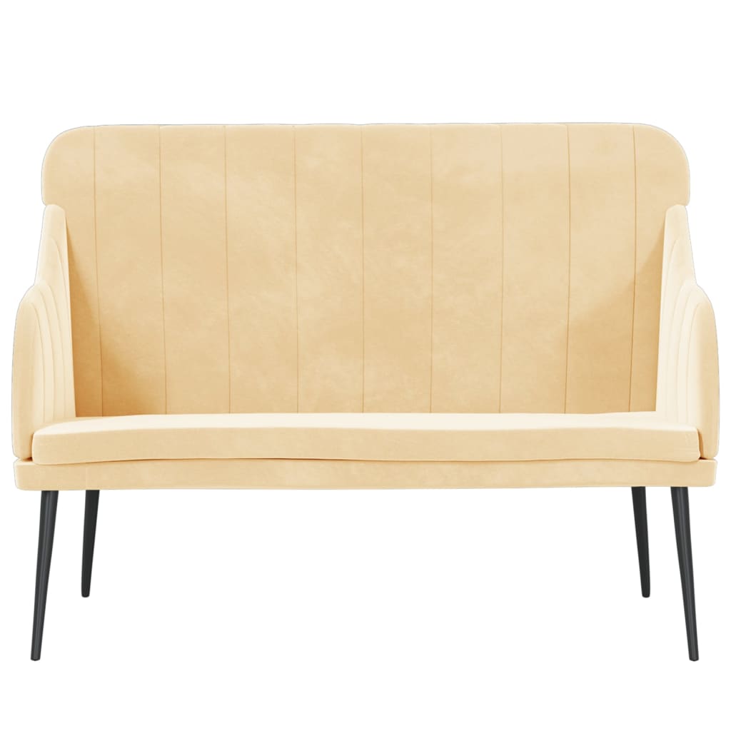 Bankje 110x76x80 cm fluweel crèmekleurig is nu te koop bij PeponiXL, paradijselijk wonen!