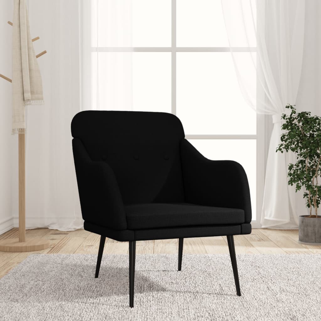 Fauteuil 63x76x80 cm stof zwart is nu te koop bij PeponiXL, paradijselijk wonen!