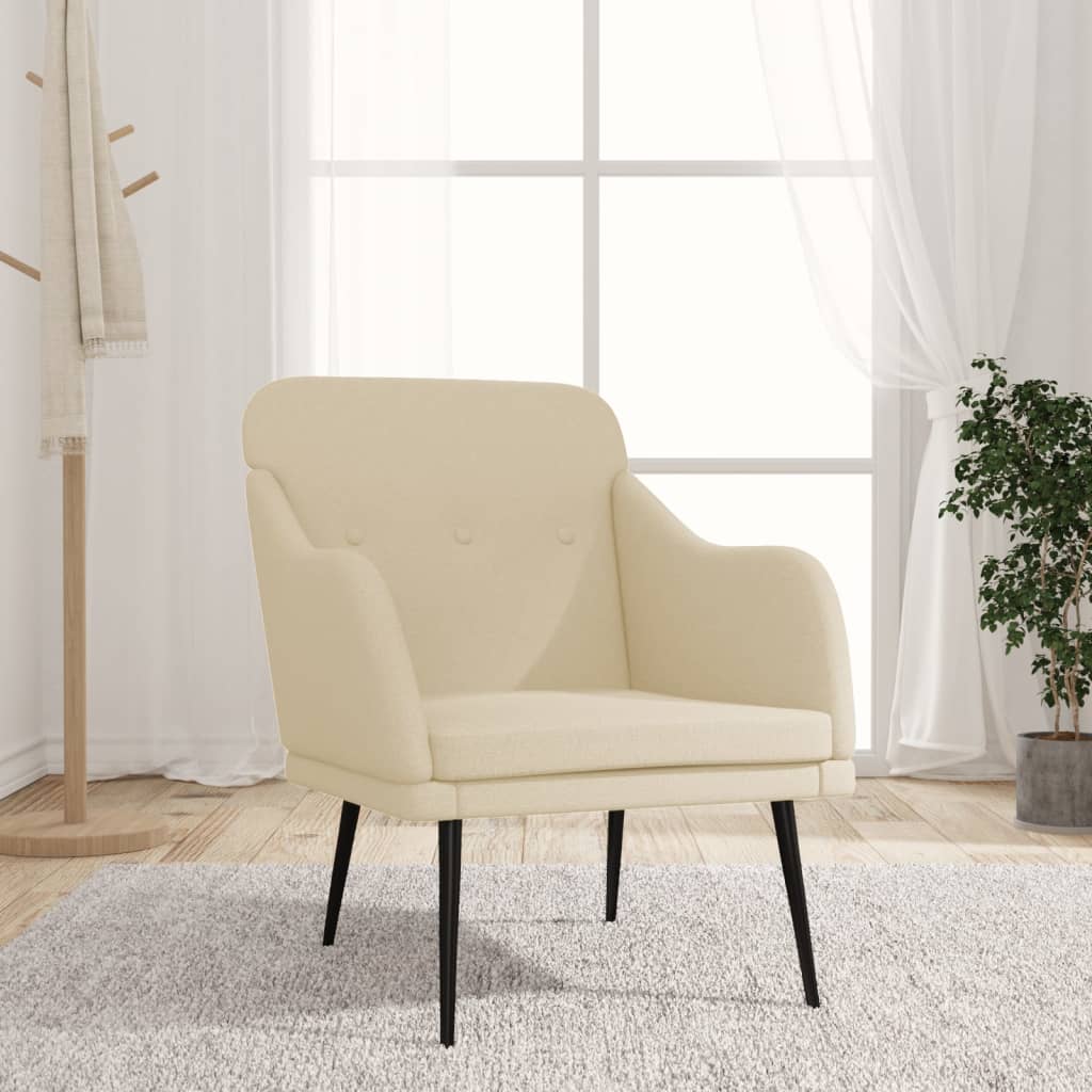 Fauteuil 63x76x80 cm stof crèmekleurig is nu te koop bij PeponiXL, paradijselijk wonen!