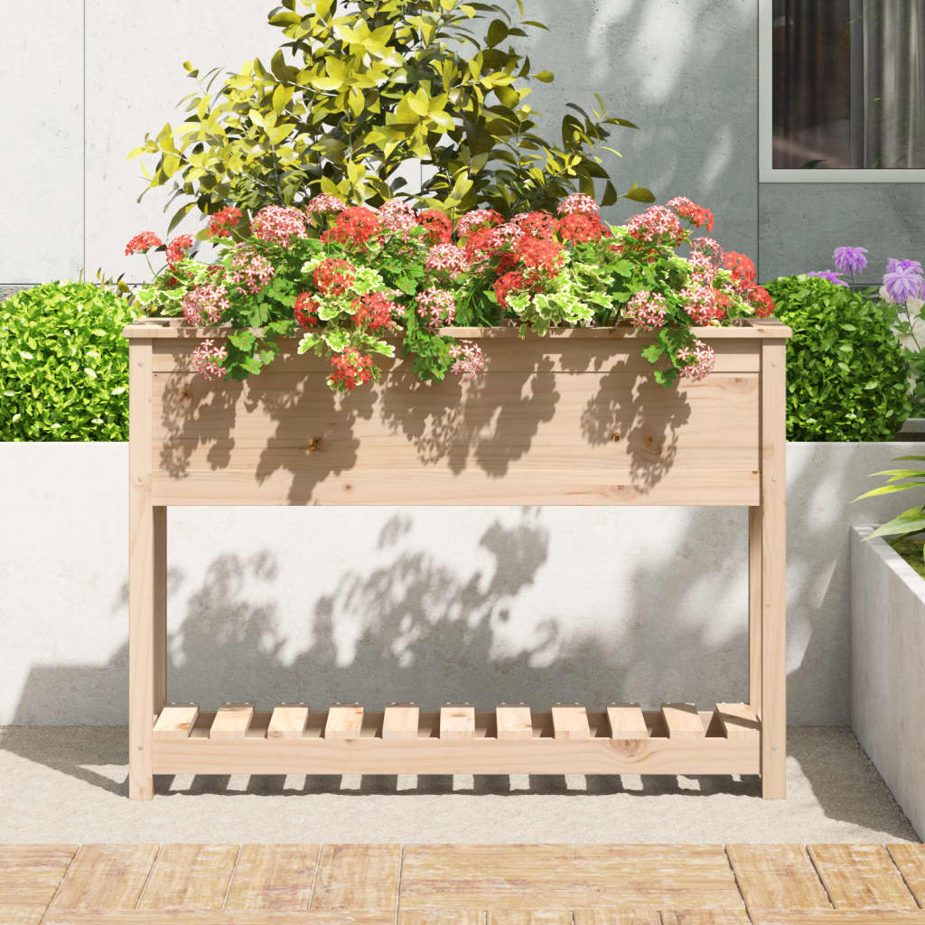 Plantenbak met schap 111,5x34,5x81 cm massief grenenhout is nu te koop bij PeponiXL, paradijselijk wonen!