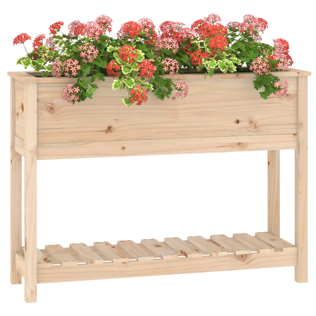 Plantenbak met schap 111,5x34,5x81 cm massief grenenhout is nu te koop bij PeponiXL, paradijselijk wonen!
