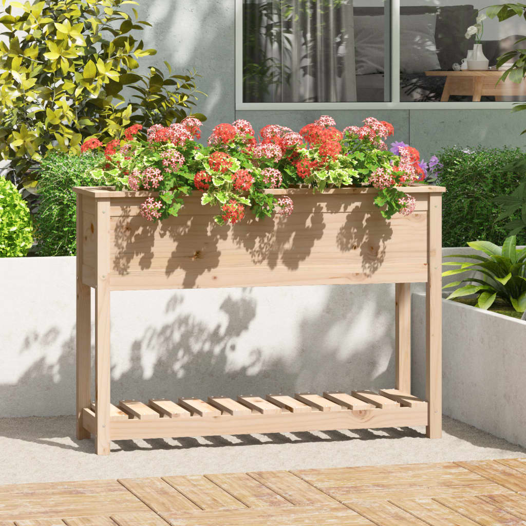 Plantenbak met schap 111,5x34,5x81 cm massief grenenhout is nu te koop bij PeponiXL, paradijselijk wonen!