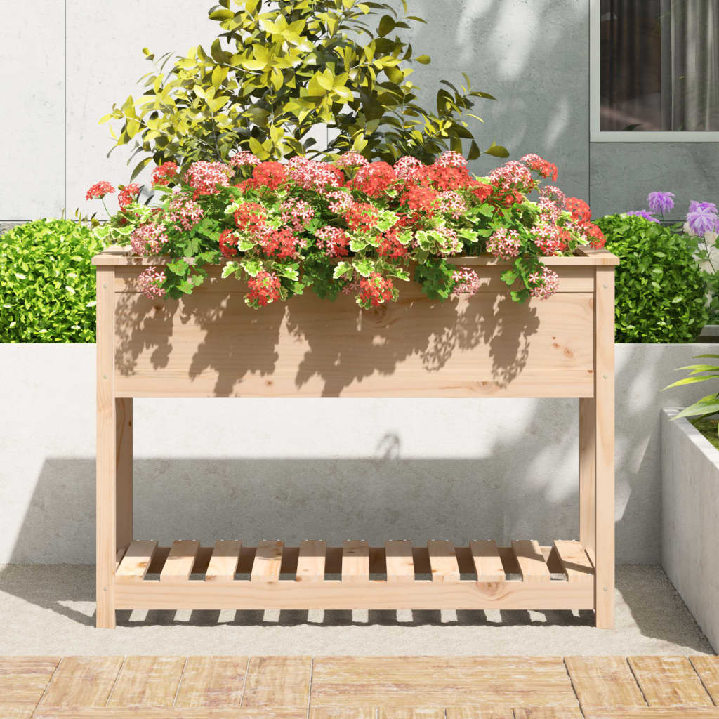 Plantenbak met schap 111,5x54x81 cm massief grenenhout is nu te koop bij PeponiXL, paradijselijk wonen!