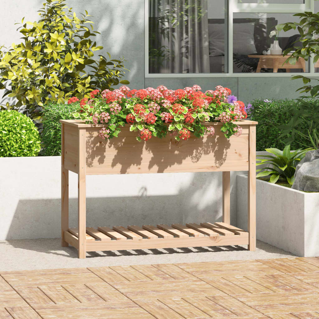 Plantenbak met schap 111,5x54x81 cm massief grenenhout is nu te koop bij PeponiXL, paradijselijk wonen!