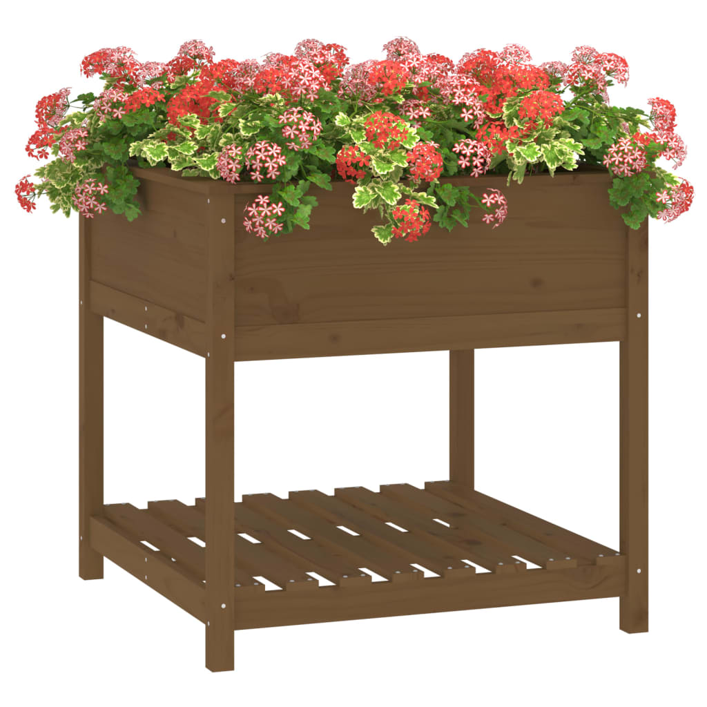 Plantenbak met schap 82,5x82,5x81 cm grenenhout honingbruin is nu te koop bij PeponiXL, paradijselijk wonen!