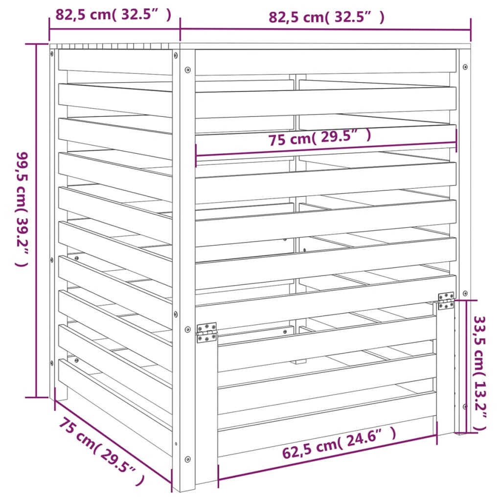 Compostbak 82,5x82,5x99,5 cm massief grenenhout is nu te koop bij PeponiXL, paradijselijk wonen!