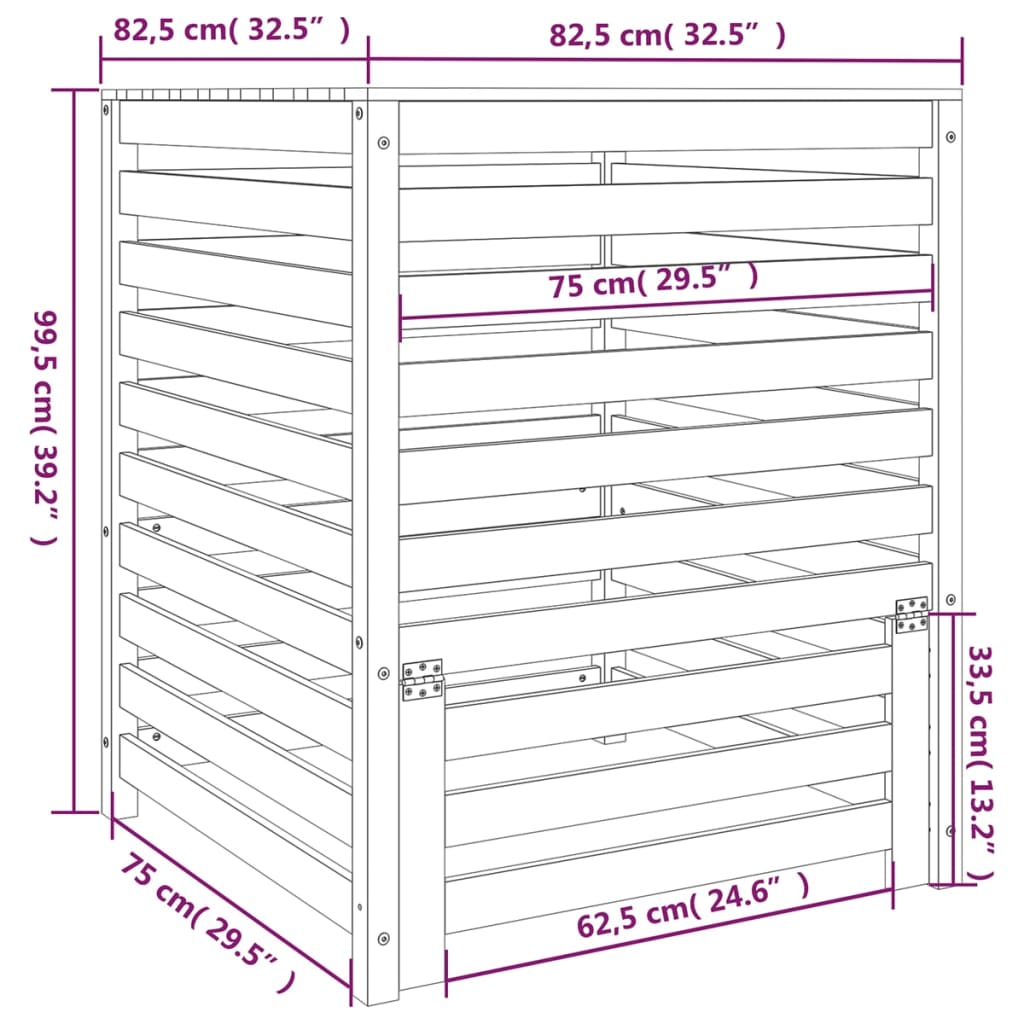 Compostbak 82,5x82,5x99,5 cm massief douglashout is nu te koop bij PeponiXL, paradijselijk wonen!