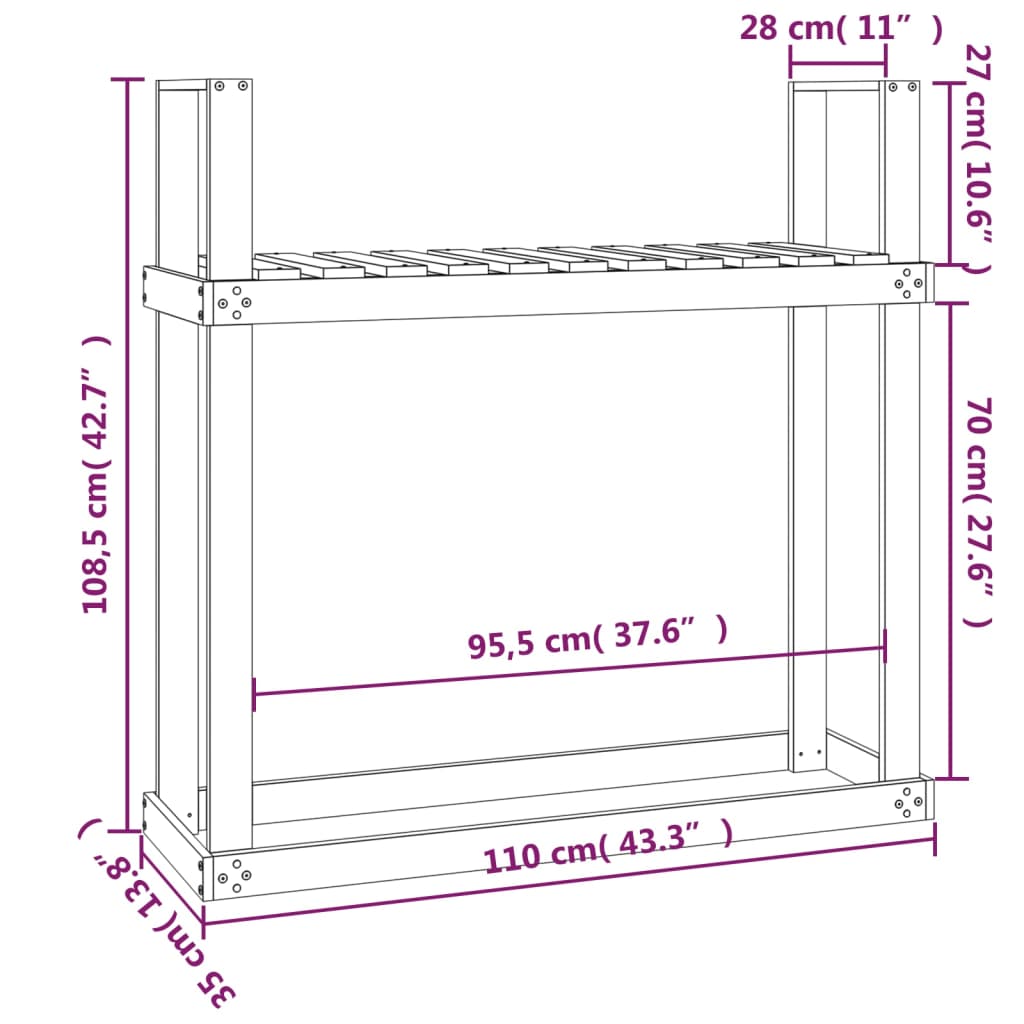 Haardhoutrek 110x35x108,5 cm massief grenenhout is nu te koop bij PeponiXL, paradijselijk wonen!