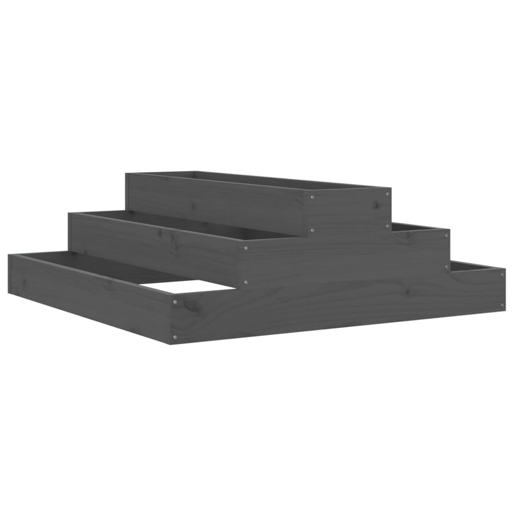 Plantenbak 80x80x27 cm massief grenenhout grijs is nu te koop bij PeponiXL, paradijselijk wonen!