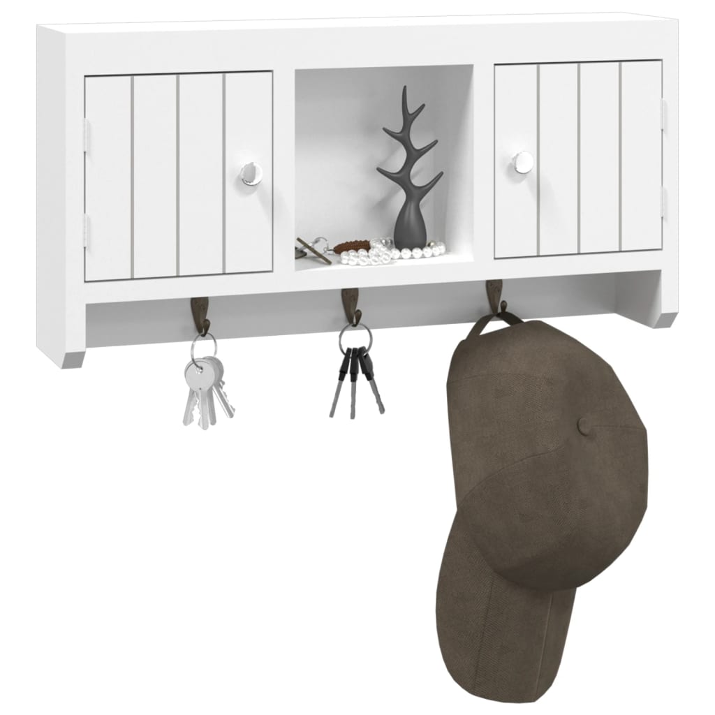 Sleutelkastje 40x8,5x20 cm bewerkt hout en staal wit is nu te koop bij PeponiXL, paradijselijk wonen!