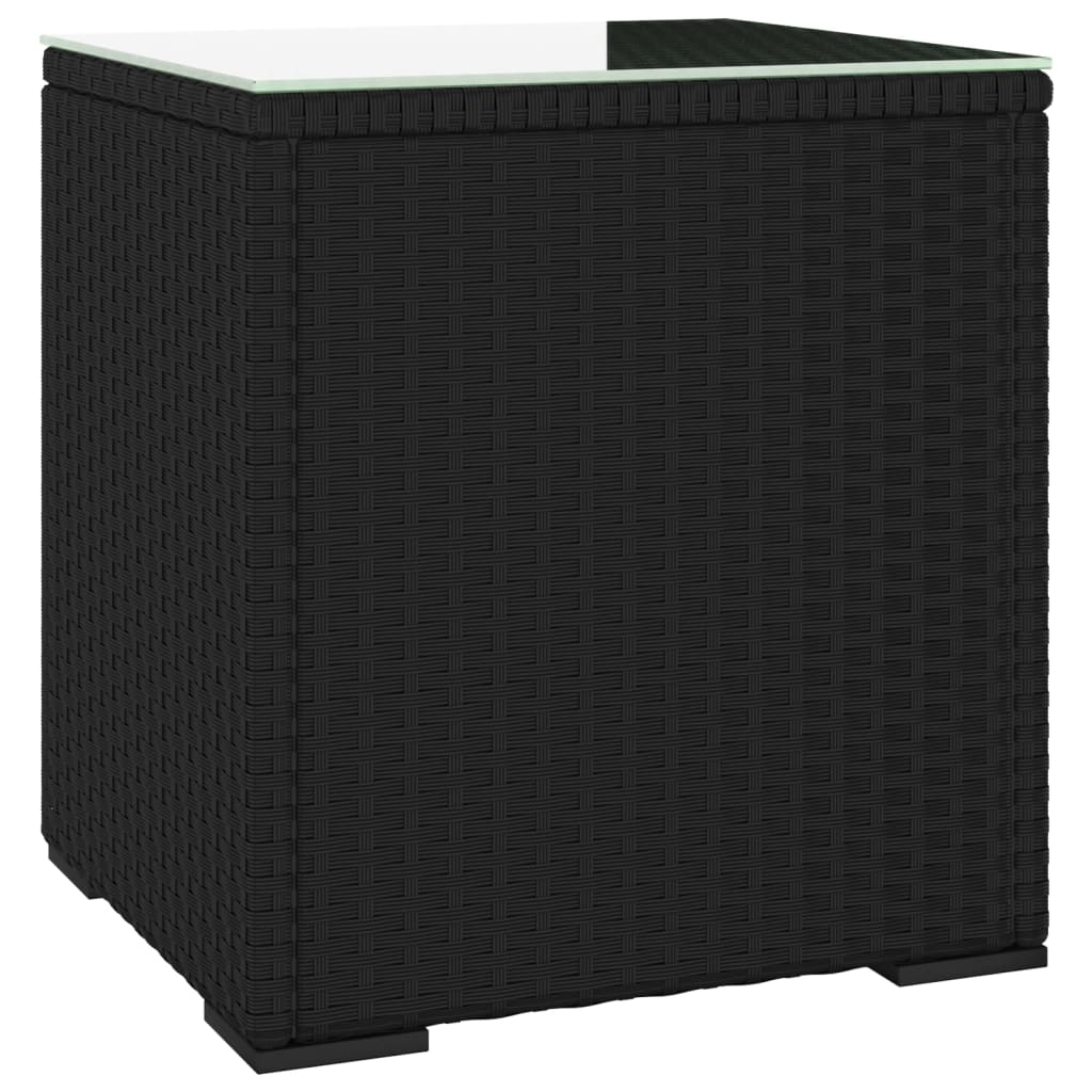 Bijzettafel 40x37x40,5 cm poly rattan en gehard glas zwart is nu te koop bij PeponiXL, paradijselijk wonen!