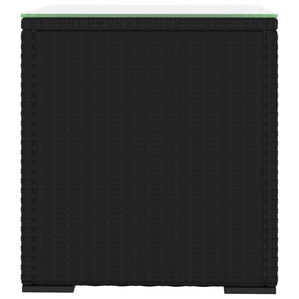 Bijzettafel 40x37x40,5 cm poly rattan en gehard glas zwart is nu te koop bij PeponiXL, paradijselijk wonen!