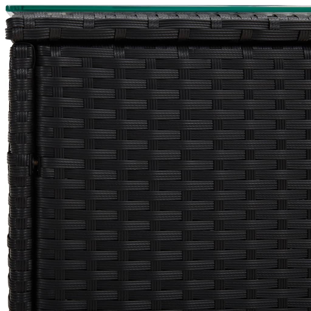 Bijzettafel 40x37x40,5 cm poly rattan en gehard glas zwart is nu te koop bij PeponiXL, paradijselijk wonen!