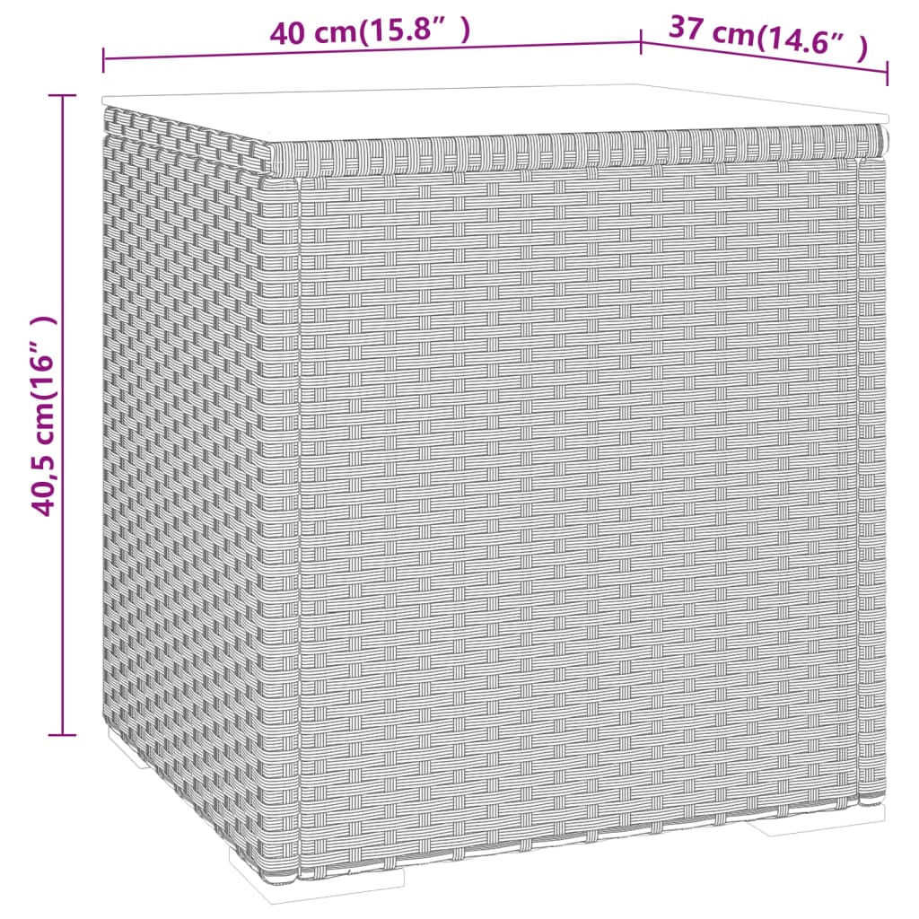 Bijzettafel 40x37x40,5 cm poly rattan en gehard glas zwart is nu te koop bij PeponiXL, paradijselijk wonen!