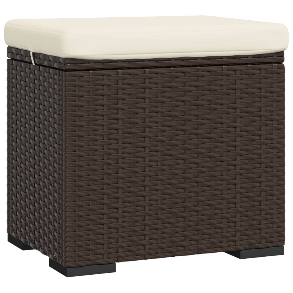 Hocker met kussen 40x30x40 cm poly rattan bruin is nu te koop bij PeponiXL, paradijselijk wonen!