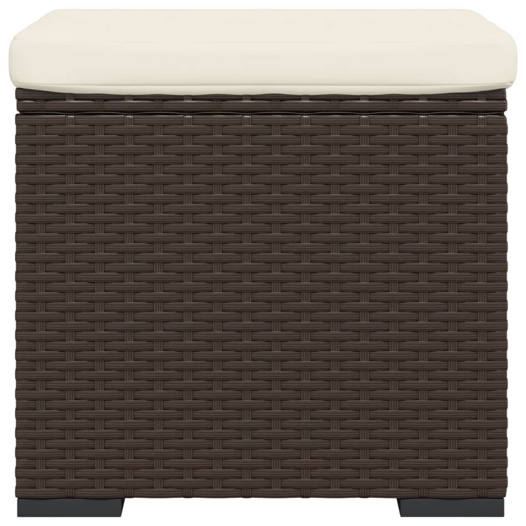 Hocker met kussen 40x30x40 cm poly rattan bruin is nu te koop bij PeponiXL, paradijselijk wonen!