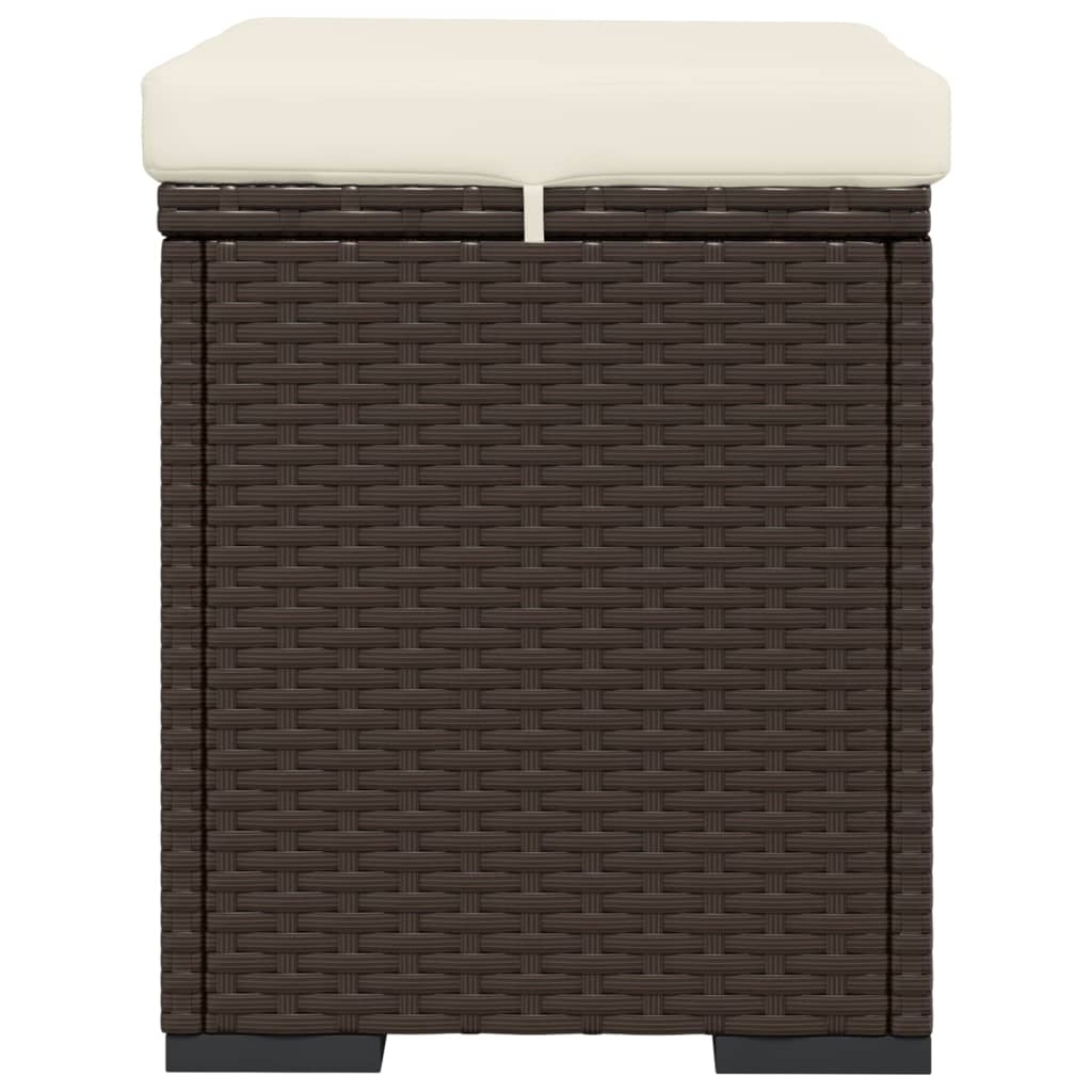 Hocker met kussen 40x30x40 cm poly rattan bruin is nu te koop bij PeponiXL, paradijselijk wonen!