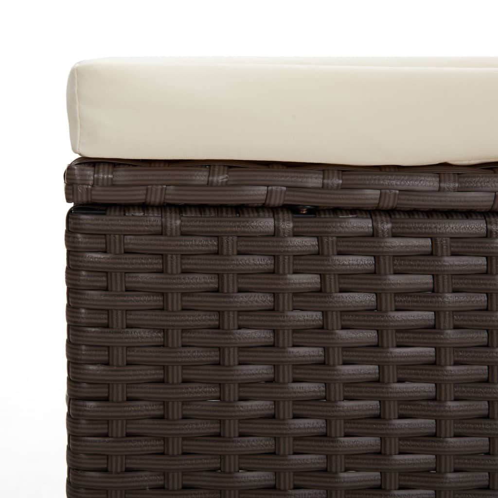 Hocker met kussen 40x30x40 cm poly rattan bruin is nu te koop bij PeponiXL, paradijselijk wonen!