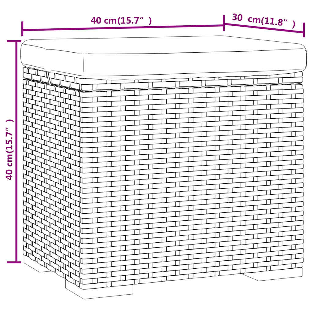 Hocker met kussen 40x30x40 cm poly rattan bruin is nu te koop bij PeponiXL, paradijselijk wonen!