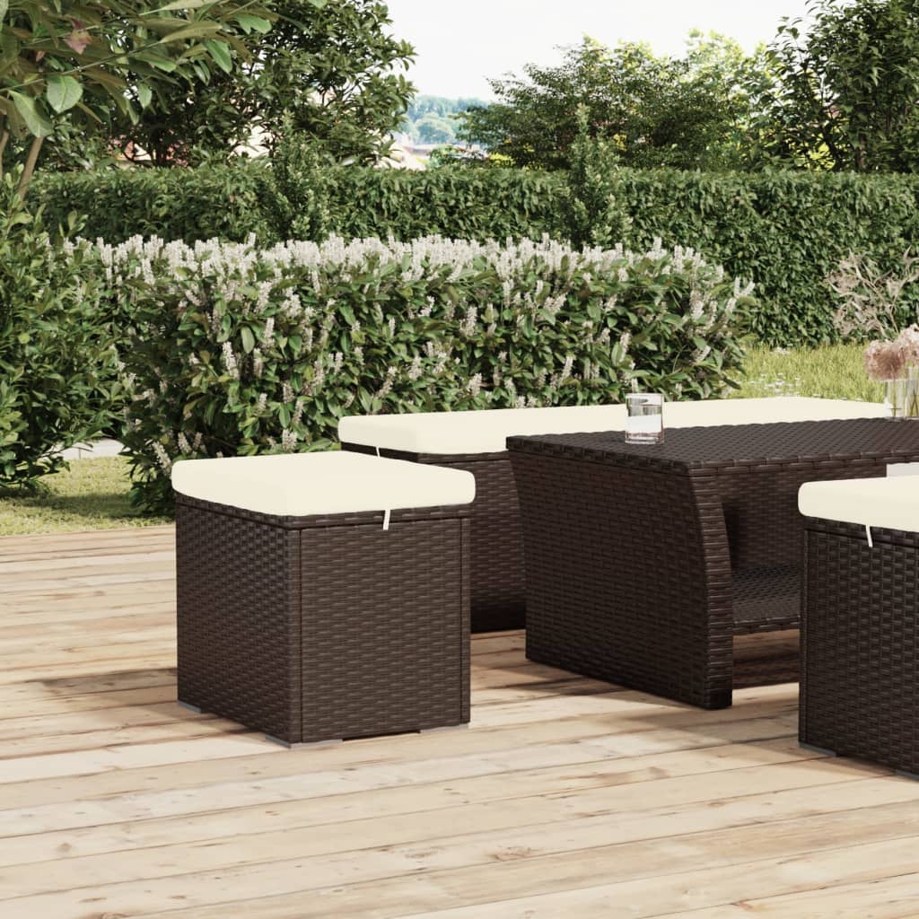 Hocker met kussen 40x30x40 cm poly rattan bruin is nu te koop bij PeponiXL, paradijselijk wonen!